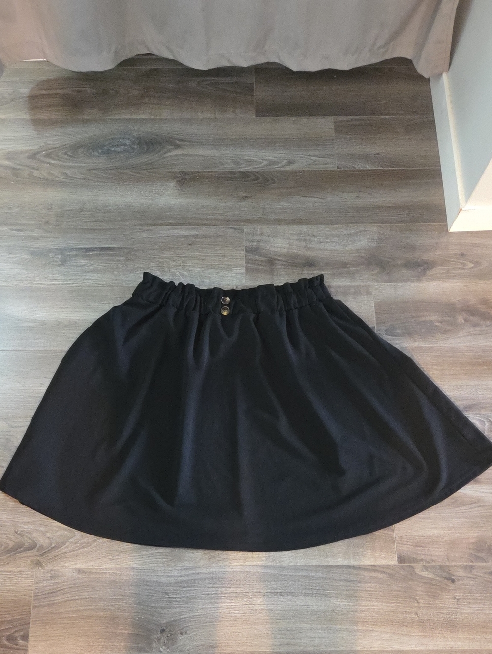 SHEIN 5XL Black Elastic Waist Circle Skirt with Front Buttons